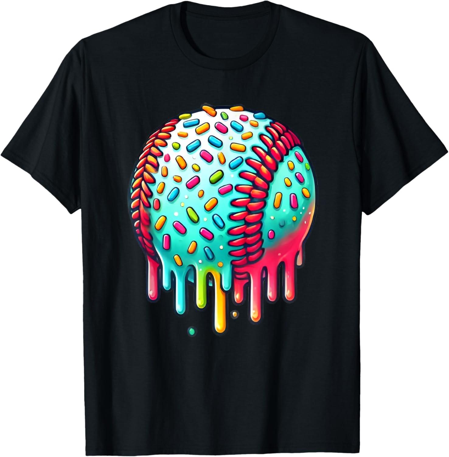 Ice Cream Drip Baseball Stuff Baseball Drip For Boys Kids T-Shirt S