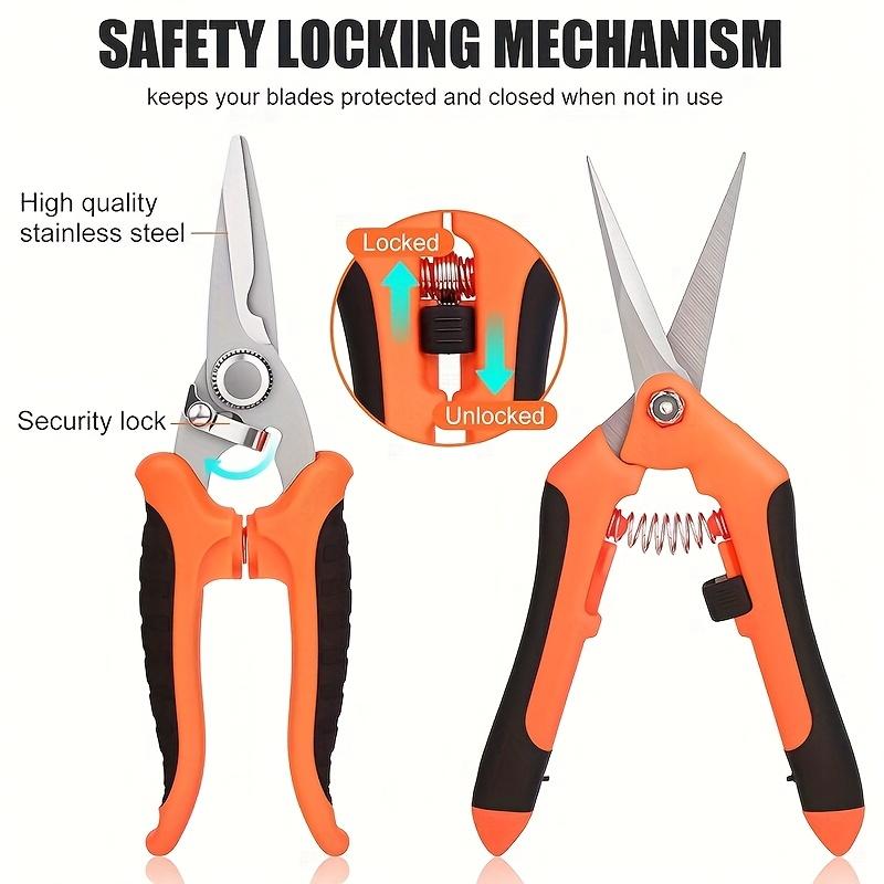 3pcs Garden Pruning Shears Set - Stainless Steel, Non-Slip Handles, Labor-Saving High-Tension Springs, Metal Blade Trimmers for Efficient Gardening