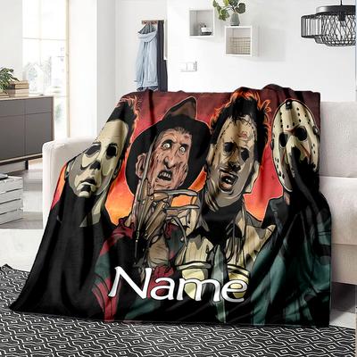 Customiz Name Personality Horror Movies Blanket Soft &Warm Sofa Office Bed Travel Lunch Break Blanket, Gift Suitable All Seasons