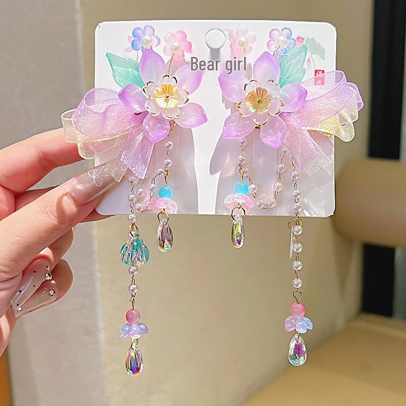 Chinese Style Hanfu Hairpin Set for Girls - Includes Hair Clips, Swaying Tassels, and Butterfly Accessories