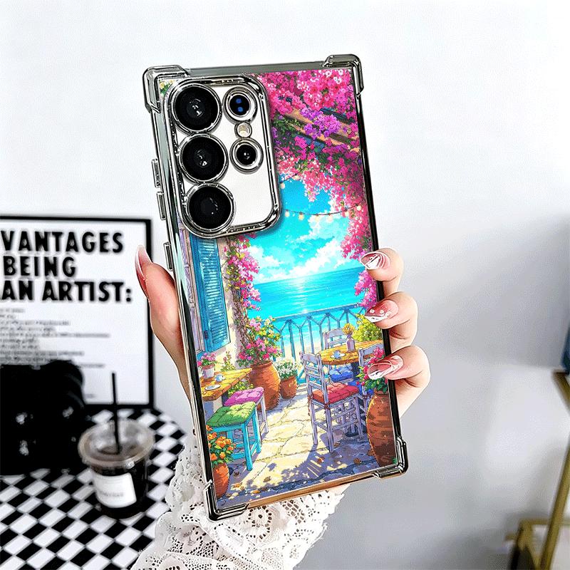 

Anime Aesthetic Scenery Plating Phone Case For Samsung Galaxy S24 S25 FE S26 Edge S23 Ultra S22 S21 Plus S20 Anti-Fall Airabag C Samsung S22 Plus