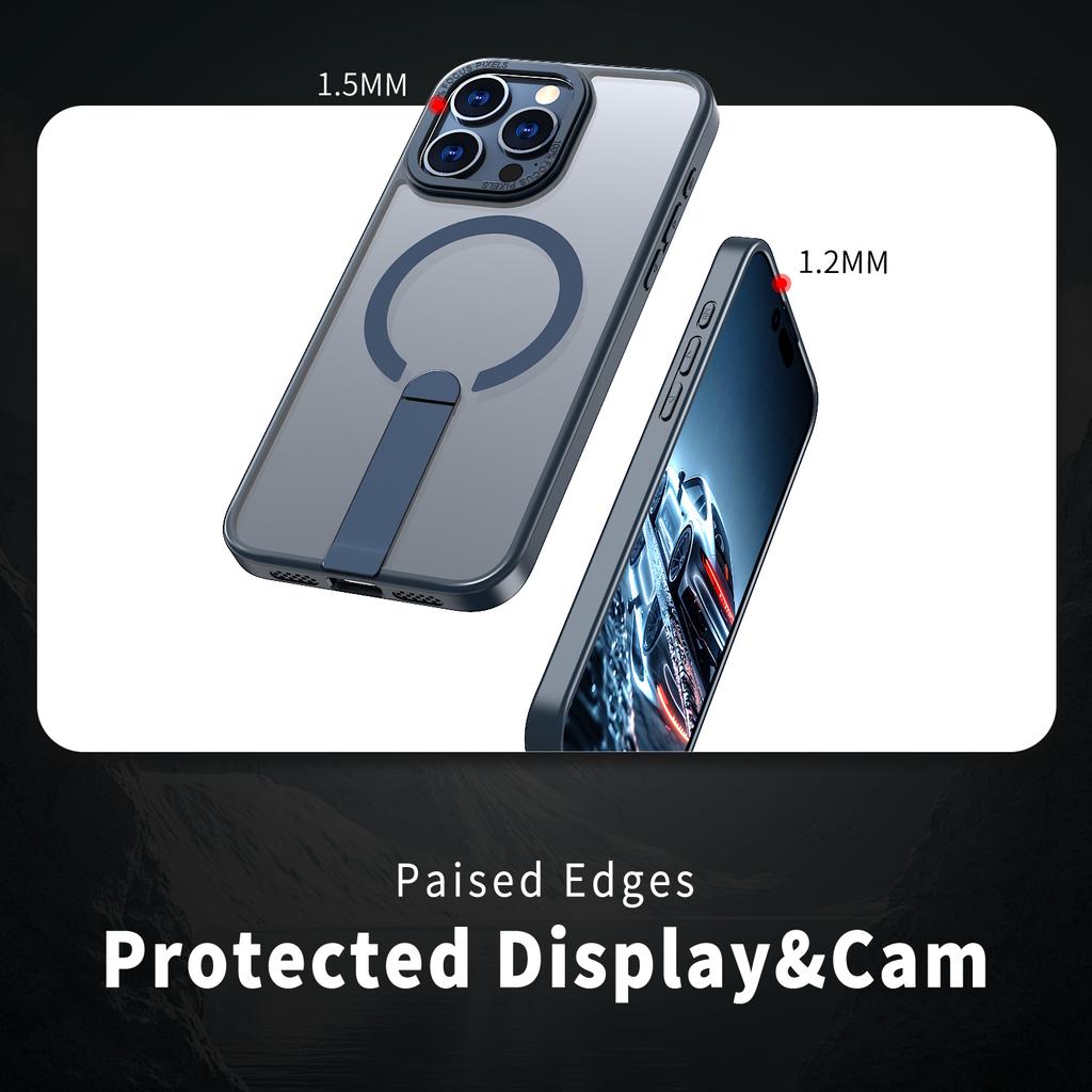 For iPhone 13 Pro Max/12 Pro Max Case Compatible with MagSafe Kickstand TPU + Acrylic Phone Cover