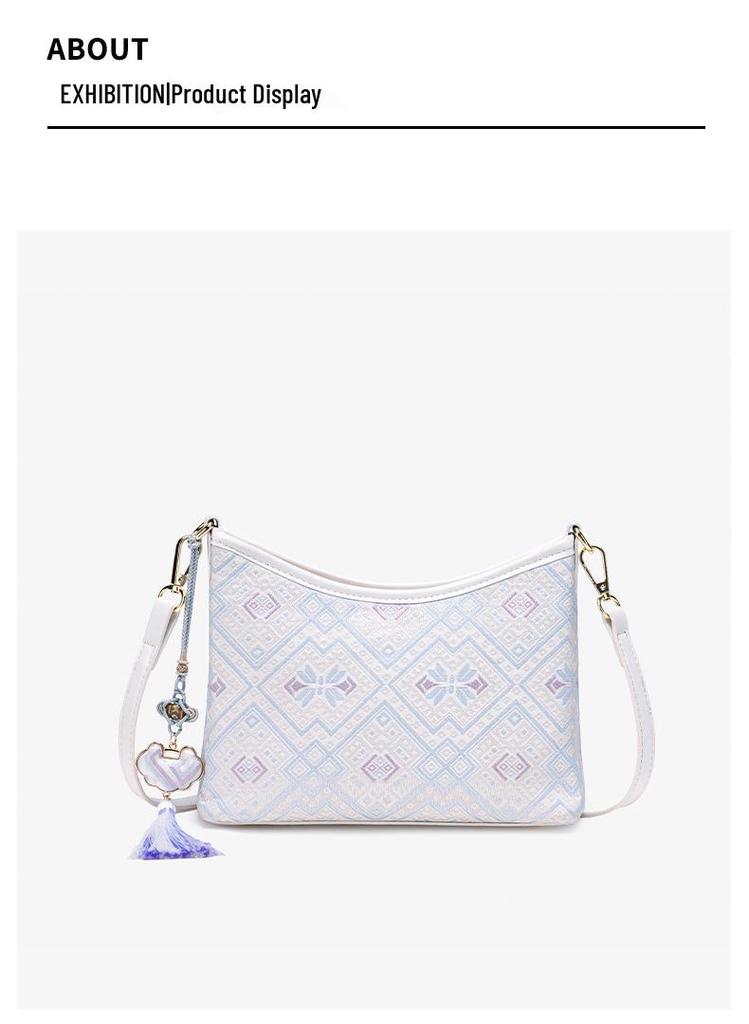 2026 Guangxi Zhuang Brocade Crossbody Bag – New Fashionable Small Square Shoulder Bag for Women, Chinese Style.