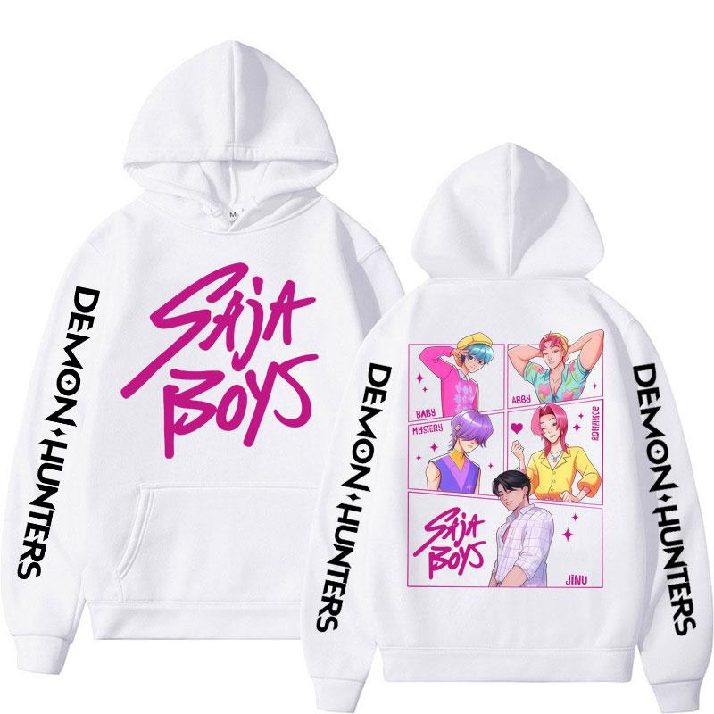 Anime KPop Lovci démonů Saja Chlapecké mikiny Pánské Dámské Trendy Harajuku Mikina Dlouhý rukáv Volná Fleecová Ležérní Streetové oblečení
