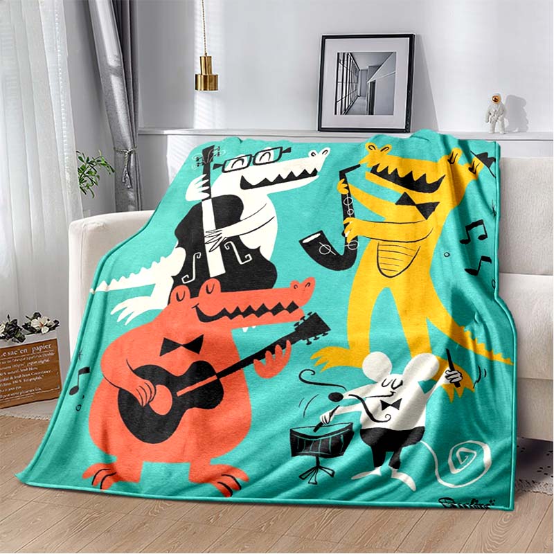 Red Lightning Electric Guitar Flannel Blanket, Soft Warm Throw with Rock Guitar Print for Bed Sofa, Cozy Bedding for Music Lovers