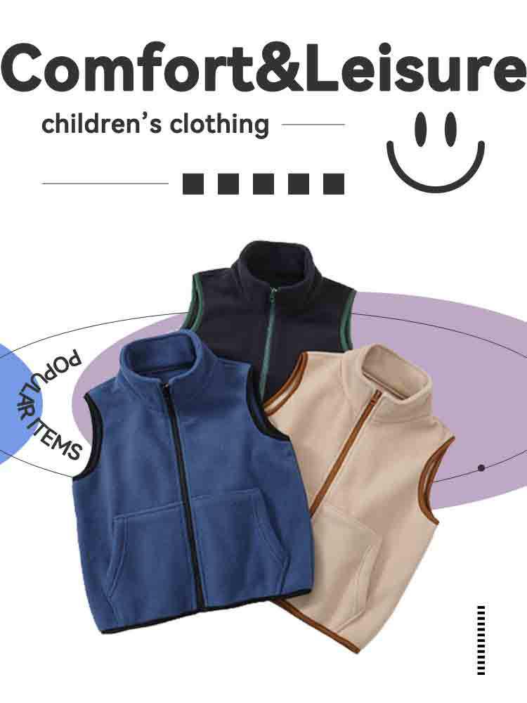 Class A Fleece Kids' Sleeveless Vest for Boys & Girls - Thickened Plus Velvet