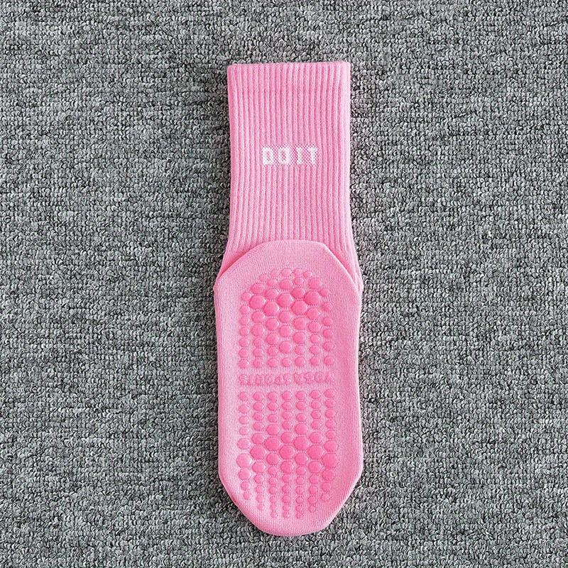 Atmungsaktive Yogasocken aus Baumwolle bis zur Mitte der Wade, einfarbig, gestreift, rutschfeste Sportsocken, Pilatessocken, Tanz-Fitness-Trainingssocken