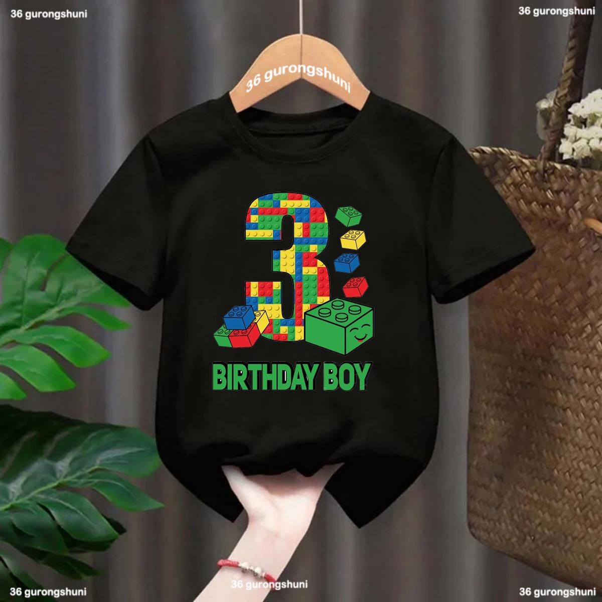 

Модна нова футболка для хлопчика Смішні конструктори 1-10 років на день народження Дитяча футболка Літня сорочка з круглим вирізом Топи для дітей Футболка в подарунок на день народження 120