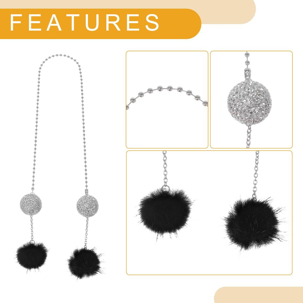 Partuto 1pc Artificial Crystal 2 Balls 2 Ball Pillar Car Seat Headrest Pendant Accessories Car Hanging Ornament Black