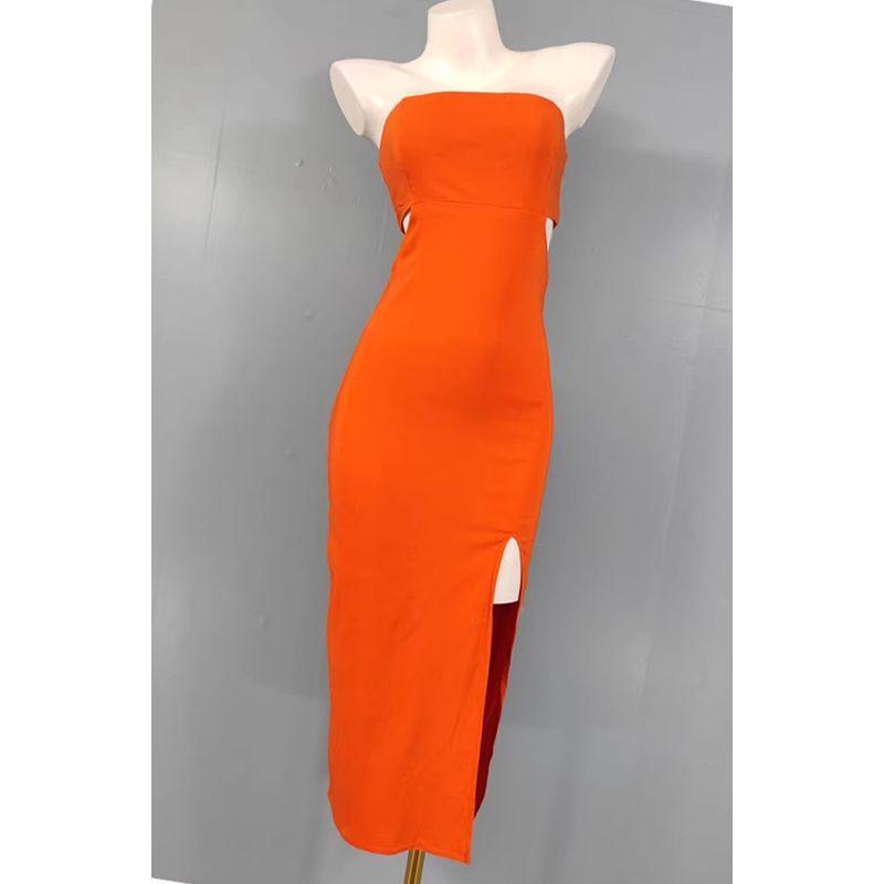 Export Single F Home Wrapped Chest French Style Temperament Elegance Hip Split Midriff Outfit Open Back Birthday Party Tight Dress
