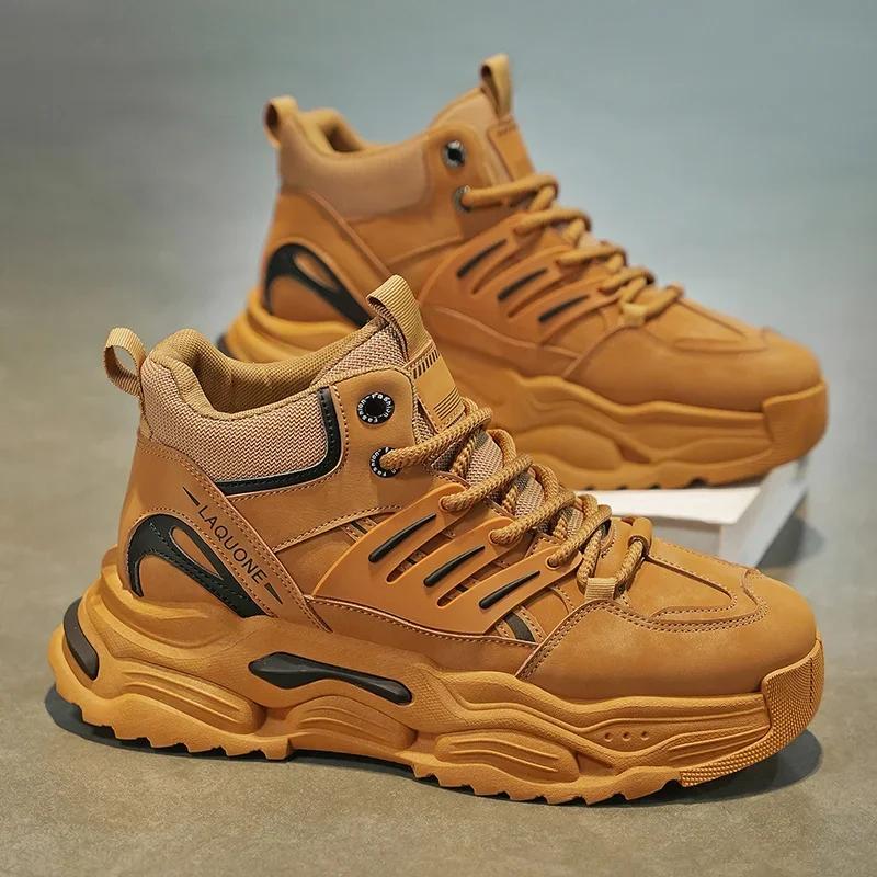 Autumn and Winter Men's Boots Waterproof Motorcycle Boots Ankle Work Shoes for Men Outdoor Non-slip Travel Sports Casual Shoes