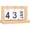 Desk Calendar Standing Flip, Flip Desk Calendar, Standing Flip Wooden Desk Calendar Nordic Vintage Large Display Wooden Flip Calendar for Office