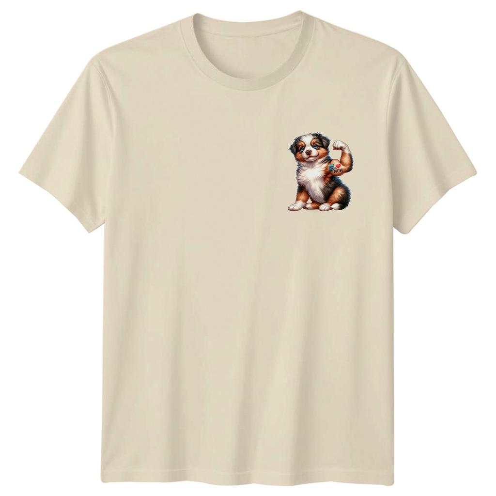 Puppy Mom Tattoo Australian Shepherd Dogs Unisexs TShirt Unisexs Tee Graphic Top