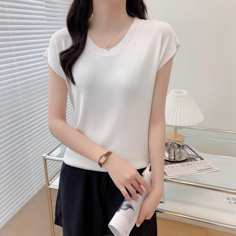 summer casual slim Sweater Women's O-neck solid elasticity Pullover harajuku Women short Sleeve Tops Knitwear Trending Sweaters