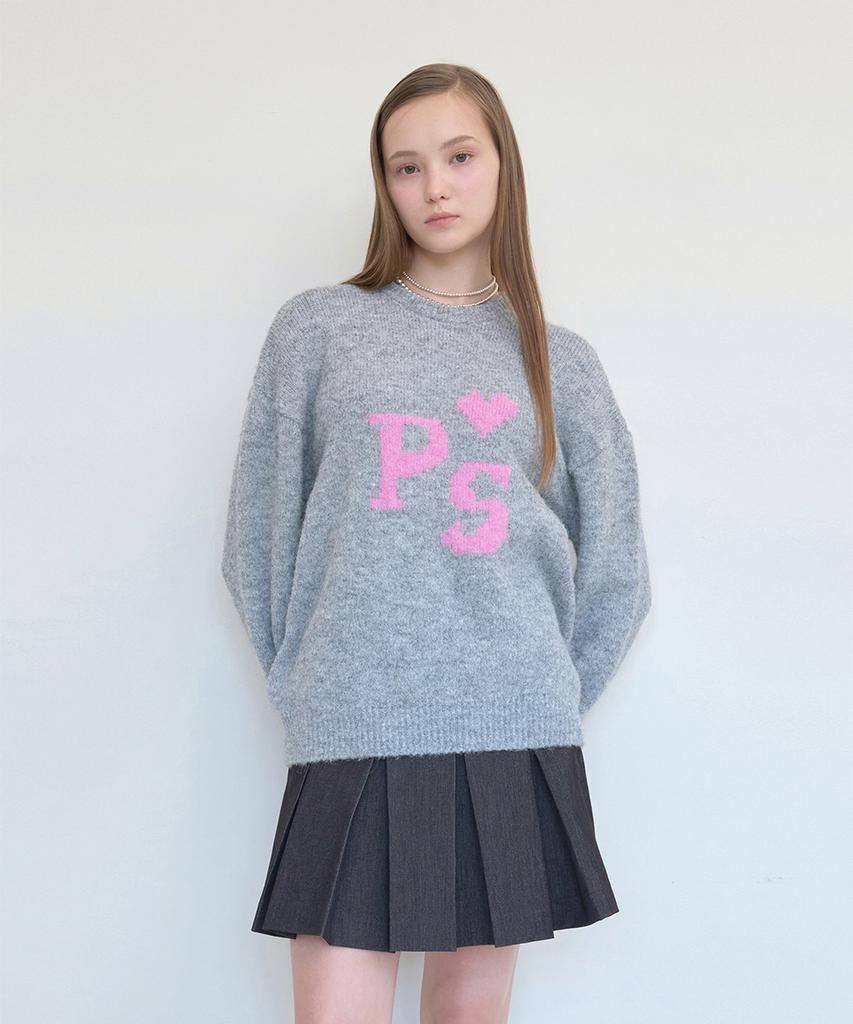 PISCESS Hairy Jacquard Sweater_Gray