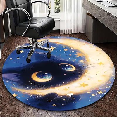 1pc Anime Design Round Carpet Office Chair Mat, Non Slip Rug for Home Decor, Living Room, Bedroom, Game Room, All Seasons