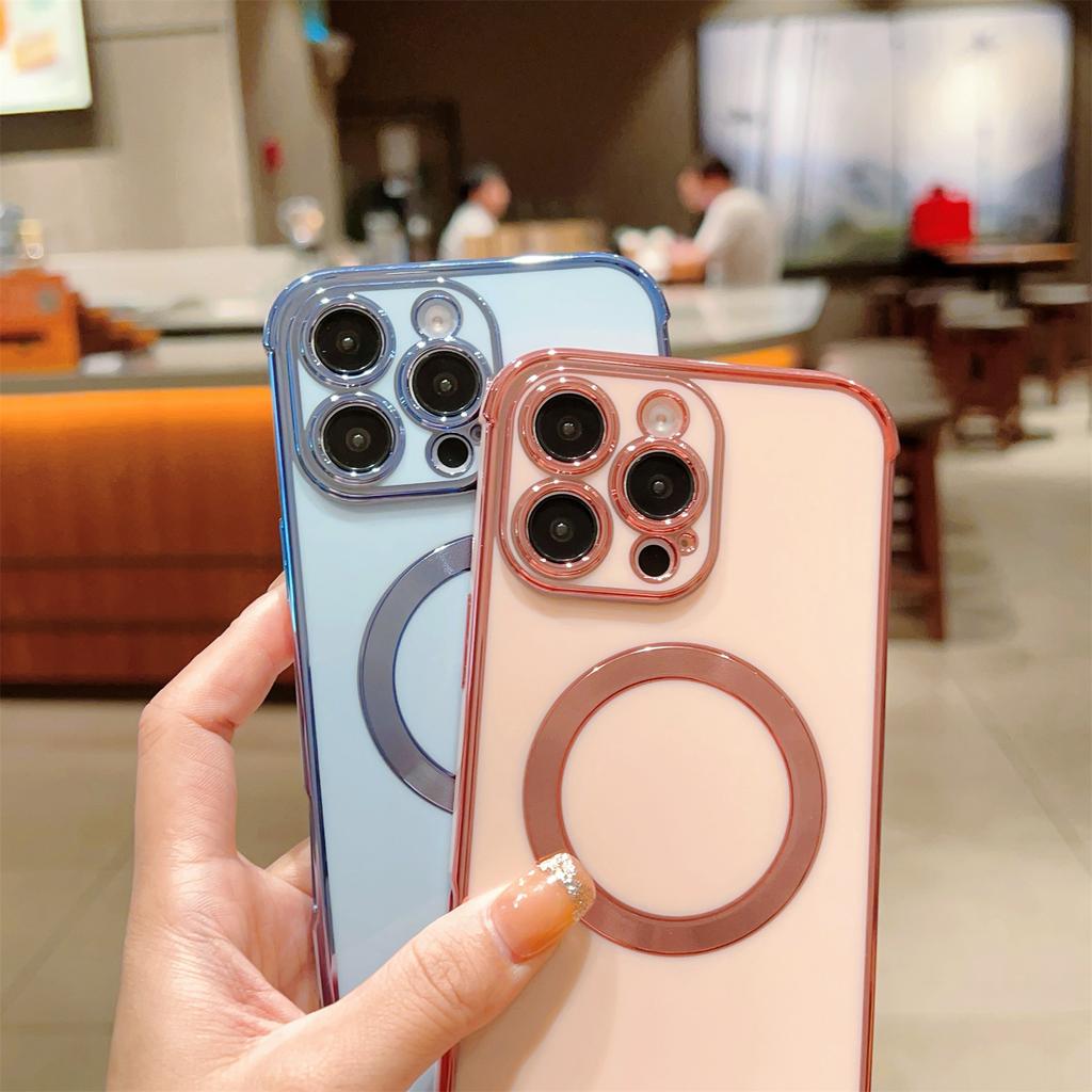 For iPhone 16 Pro Max Case Compatible with MagSafe Electroplating TPU Phone Cover