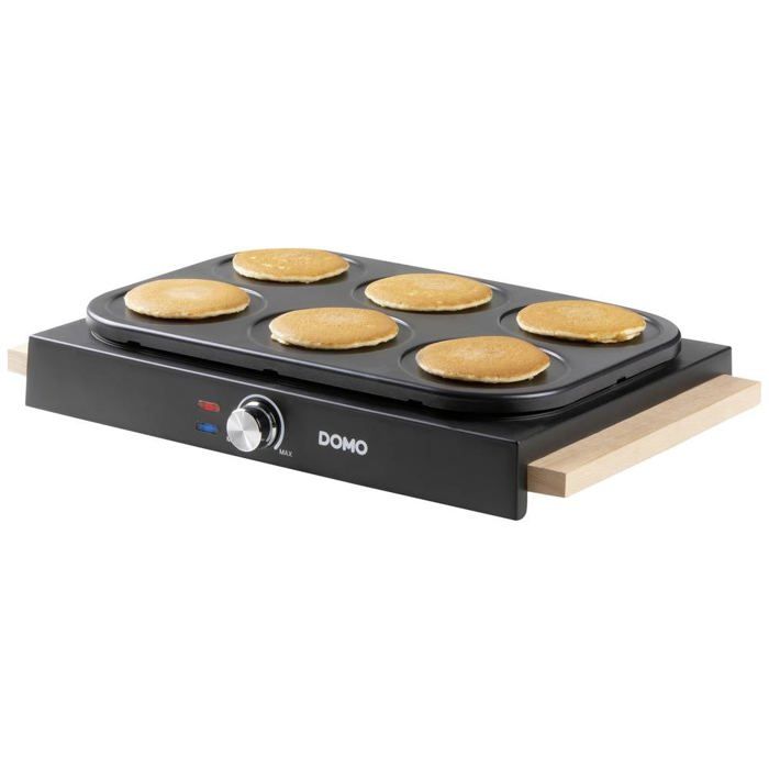 DOMO DO8717P Plaques À Pancakes Revêtement Anti-adhésif, Voyant Lumineux Noir