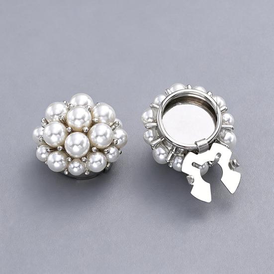 Faux Pearl Button Cover Alloy Elegant Clip-On Button Covers Removable No-Sew Button Covers for Women Shirts Blouses Wedding