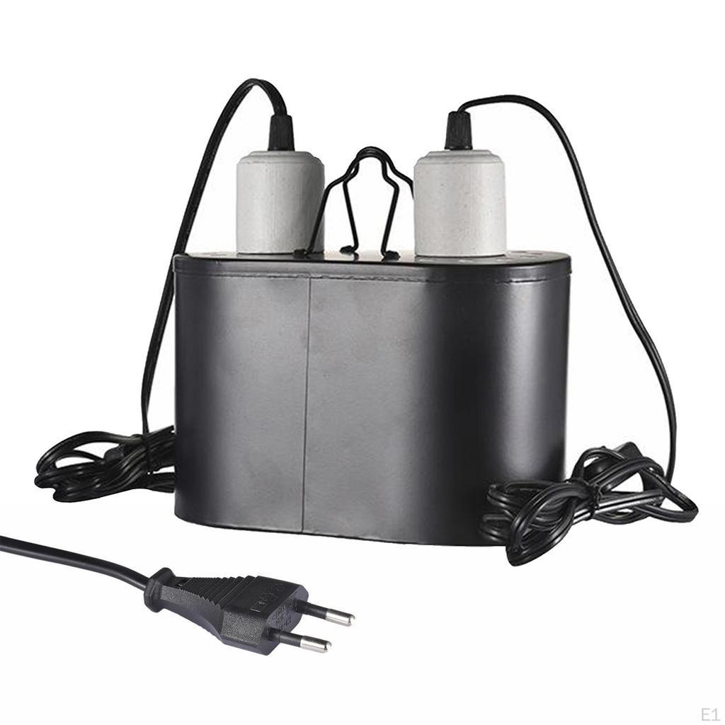 Pet Reptile Lamp Fixture Dual Dome Heat E27 for Terrarium