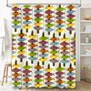Fish Pattern Shower Curtain Coastal Ocean Sea Life Waterproof Decor Bathroom Set Vintage Nautical Themed Shower Liner