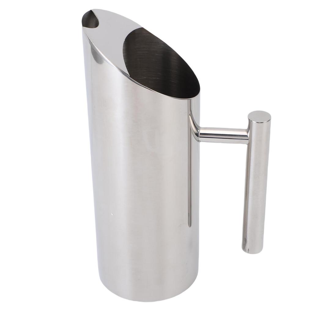 Water Pitcher 1L 304 Stainless Steel Straight Body Drink Pitcher with Spill Proof Spout for Cocktail Flower Tea Cold