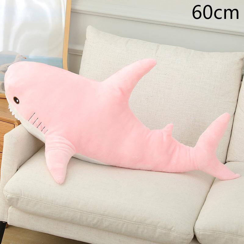 Almohada de tiburón creativa de 30/45/60 cm, juguete de peluche para silla, cojín de peluche, muñeco de tiburón relleno, regalo de vacaciones, adorno decorativo kawaii para el hogar