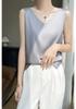 Reversible Satin Camisole for Women - V-Neck Front, Round Neck Back, Solid Color, Perfect Silk Vest to Pair with Suits