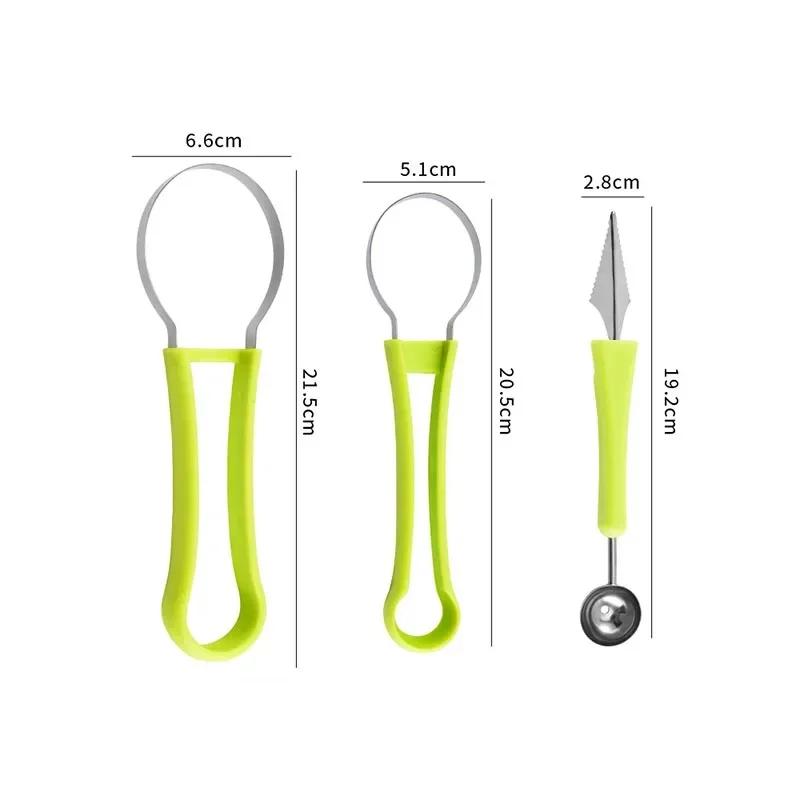 2025 New 1Pcs Green 4 In 1 Fruit Cutter Scoop Carving Knife Fruit Dig Pulp Separator Fruit Platter Kitchen Gadgets Acces