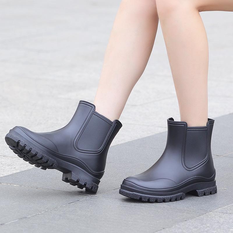 Rain Shoes Women's New Fashionable Versatile British Women's Waterproof Rain Boots Outdoor Non-slip Thick-soled Heightening Water Shoes