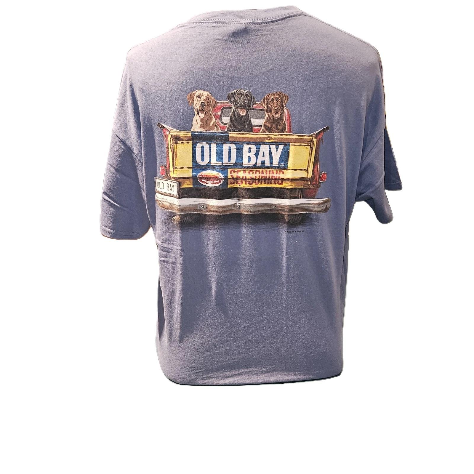 New Maryland Old Bay T Shirt with 3 Labs in a vintage truck 4XL