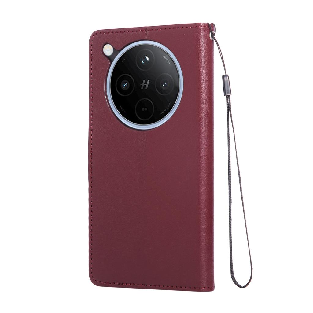 For Oppo Find X8 5G Case Wallet Stand View PU Leather Phone Cover with Wrist Strap