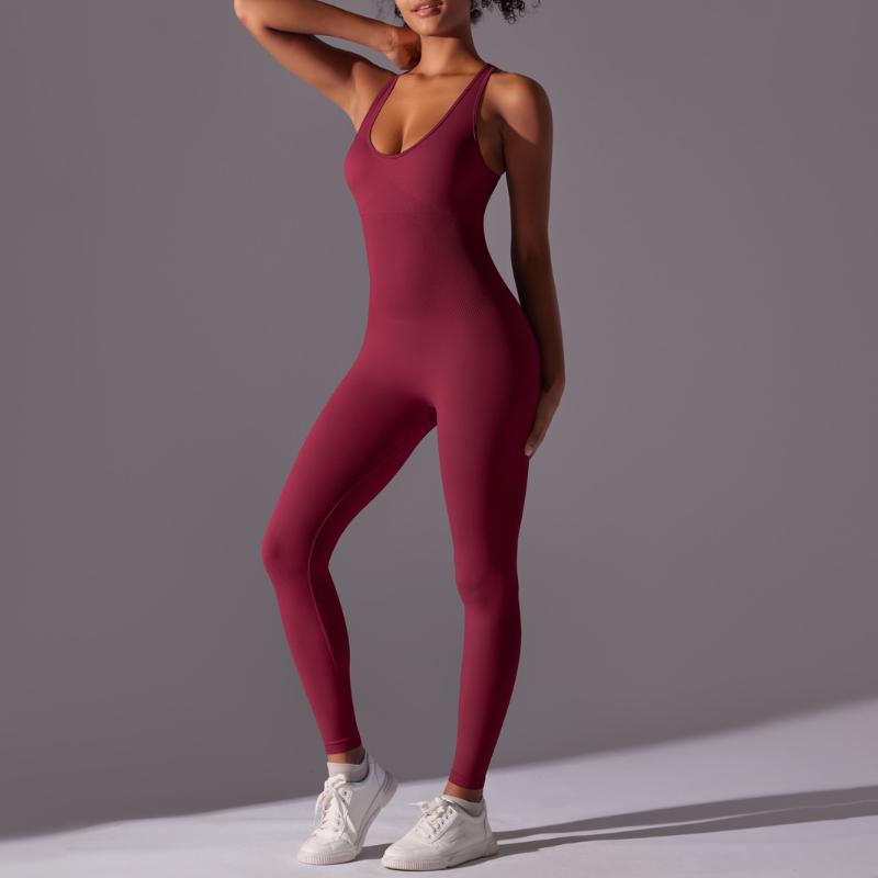 Damen Fitness Sets, Damen Yoga Kleidung, Sportbekleidung, Damen Sport Overalls, Dehnbare Fitnesskleidung, Sexy Tanktop Stil Overalls