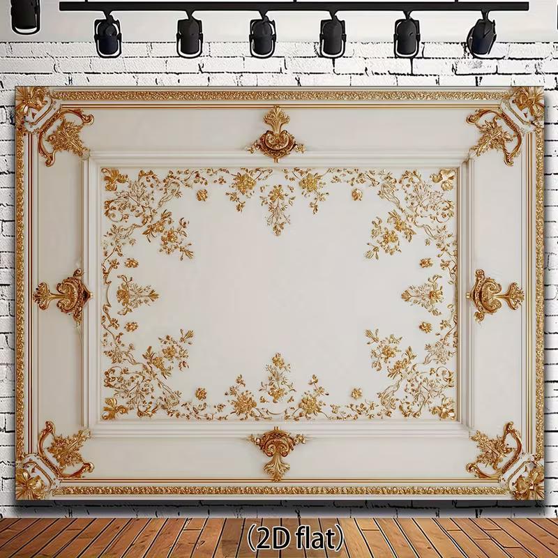 2D Königspalast Kulisse, Verzierter Goldener Rahmen Hintergrund für Studio Porträts & Kunst