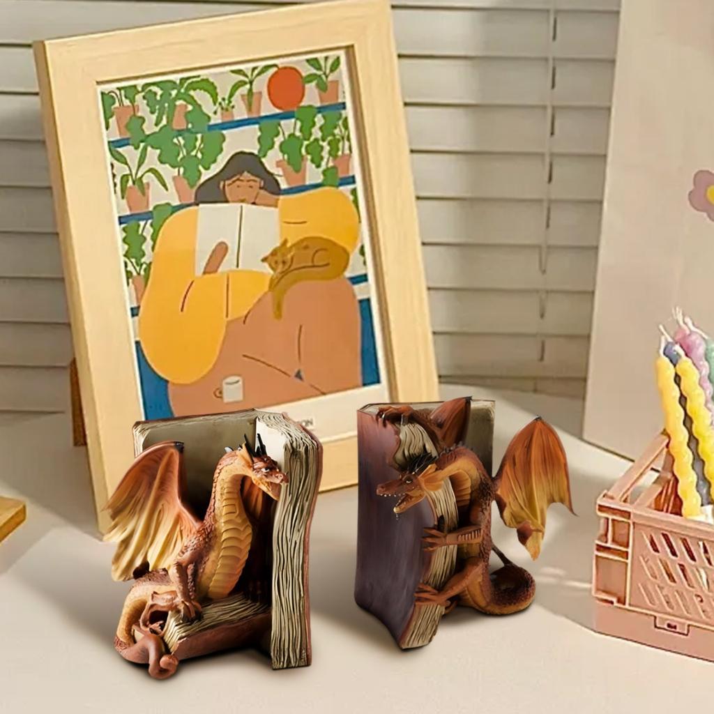 Hidden Dragons Behind Books, Resin Ornaments Book Decorations, Book Ornaments Art