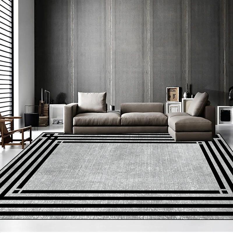 Grauer Teppich im Retro-Stil für großes Wohnzimmer, Minimalismus, Salon-Tischbereich, Rutschfeste Schlafzimmer-Fußmatte 200x300, Dekoration Zuhause