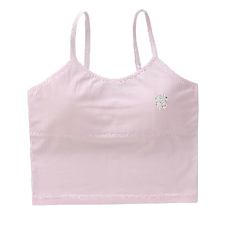 

Хлопковый бюстгальтер, нижнее белье для подростков, тренировочный бюстгальтер для девочек, укороченный топ, 8–14 лет one size розовый