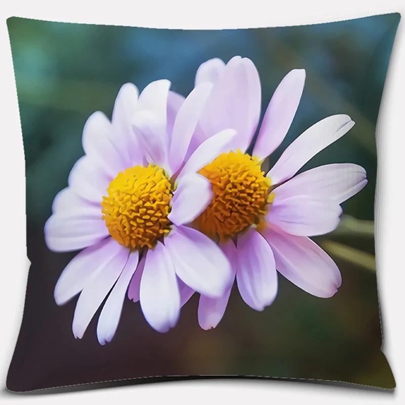 Beautiful Flower Pattern Pillowcase Square Car Sofa Cushion Pillowcase
