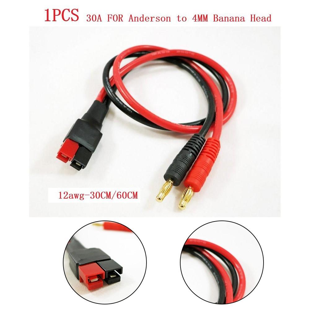 

1PCS Adapter Cable Fits 30A Plug Connector to 4mm Banana Plug 30cm