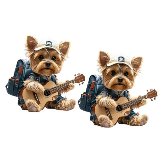 Yorkie Bilventilklips Søt Hund Luftfrisker Bilheng med Duftpute Gave til Hundeelskere Gitarinteresserte