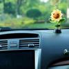 Levvohd Sunflower Car Accessories Dashboard Decorations, Crochet Smiley Shaking Sun Flowers Bobblehead Cars Decor For Women, For Cute Girl Interior