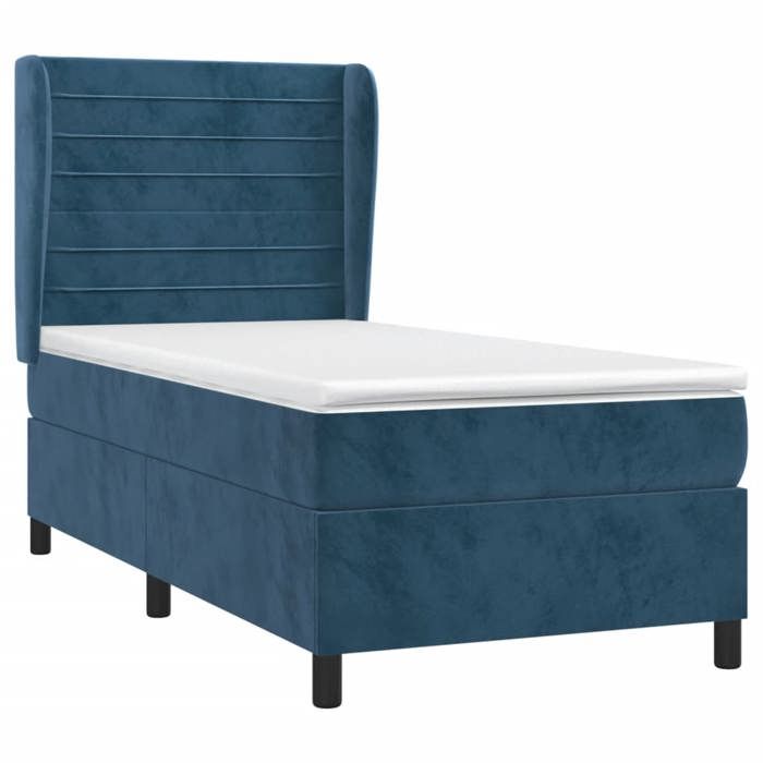 3129253 vidaXL Lit à sommier tapissier avec matelas Bleu foncé 90x200 cm