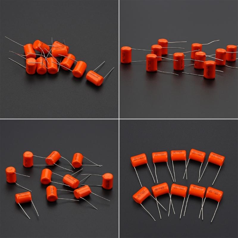 10Pcs Orange Tone Caps Guitar Bass Tone Caps Capacitors 200V 715P .047uf Electric Guitar Capacitors Guitar Accessories