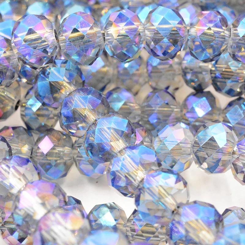 Dark Blue Multicolor 4/6mm 145pcs Rondelle Austria Faceted Crystal Glass Beads Loose Spacer Round Beads for DIY Jewelry Making