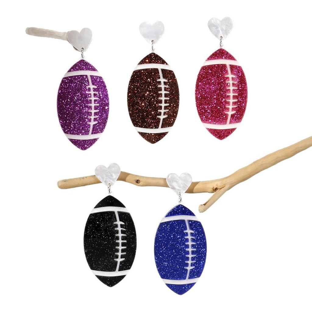 Sporty Style Double Layer Acrylic American Football Earrings for Women