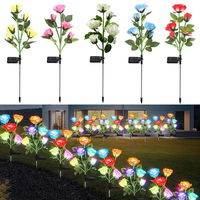 2 PC 5 LED Solar Lights Rose Lights Outdoor Waterproof Garden Lights Festive Atmosphere Decorative Lights Inserted Lights