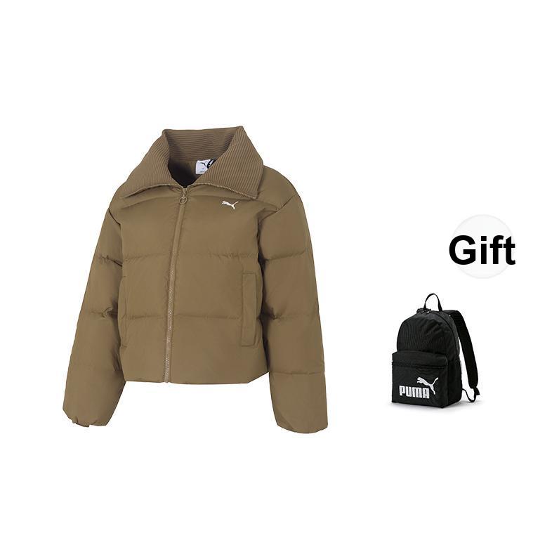 Puma Winterized Turn Down Collar Warm Water Resistant Windproof Solid Color Zipper Duck Down Jacket Women jackets 635807-93