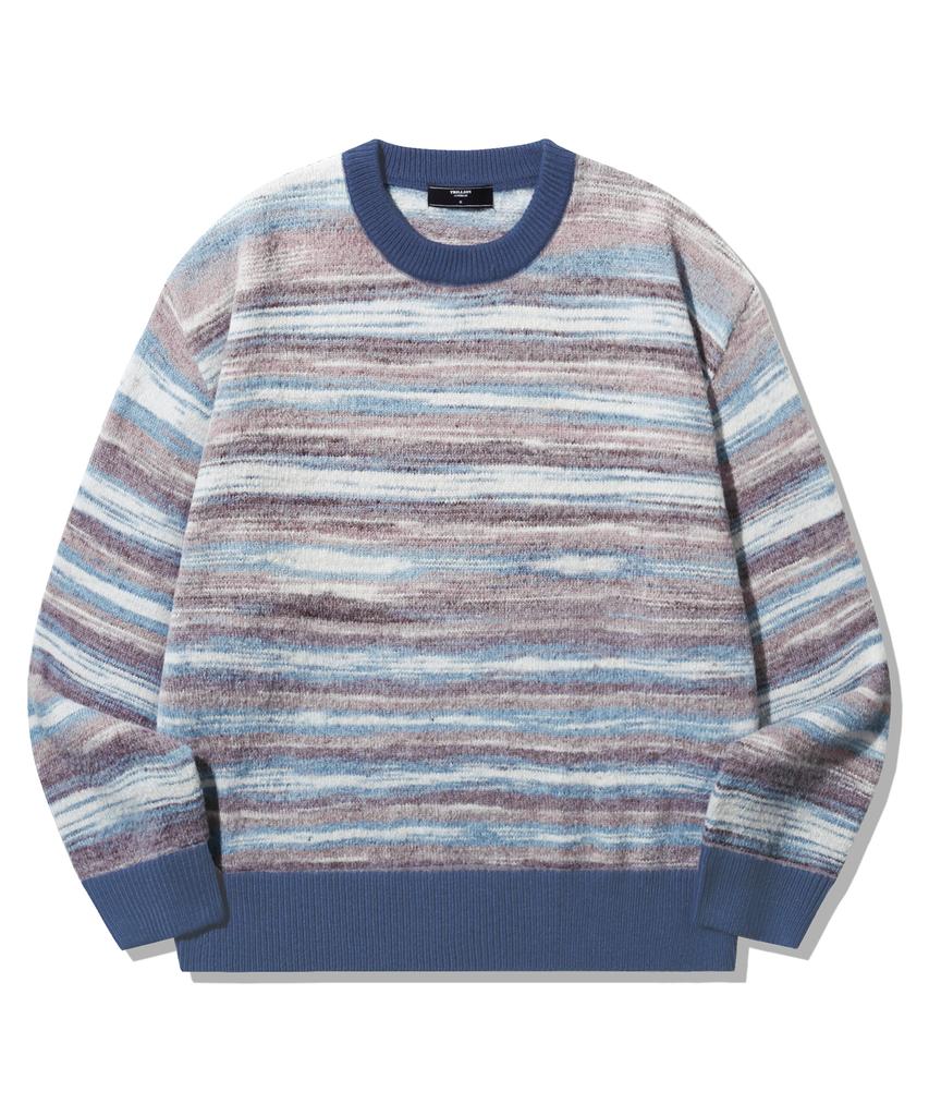 TRILLION Washable Multi-Color Gradient Crewneck Knit_Navy