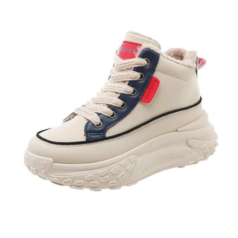 Fashion 2024 Winter Women's Shoes Cotton Boots High Top Women Sneakers Trendy Lace Up Casual Shoes Warm Ladies Boots Zapatos De Mujer