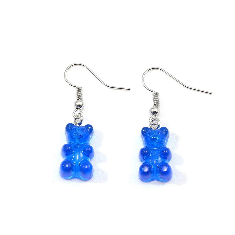 Colorful Jelly Resin Bear Earrings - European & American Fashion